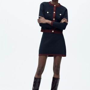 Knit Cardigan and Skirt Set